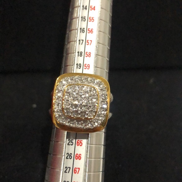 Emma Skye DSMK Gold tone Stainless Silver pave ring size 10 - Picture 10 of 11